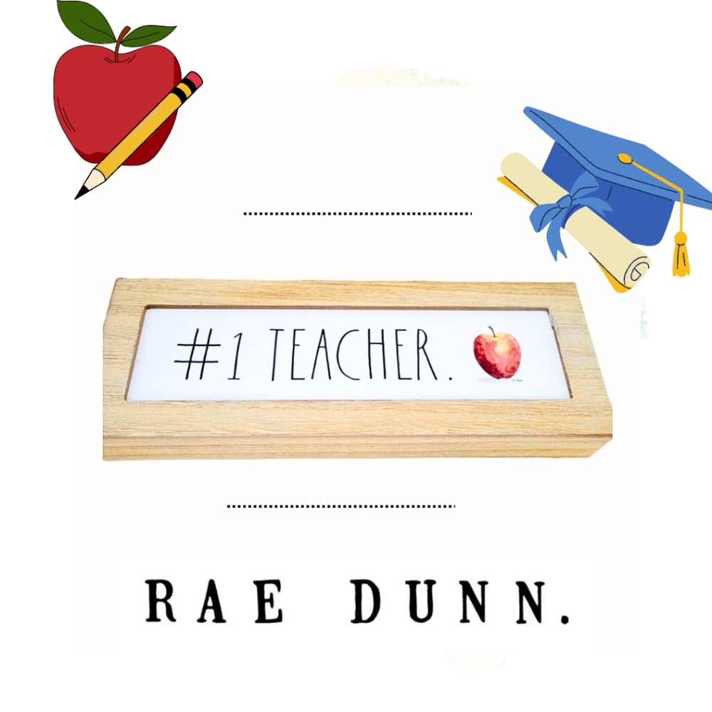 Rae dunn teacher wood wall decor desk sign nwt
